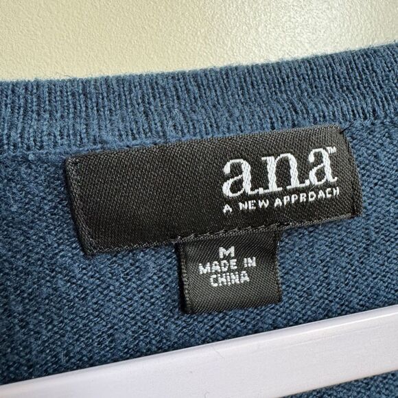 Ana A New Approach Turquoise V Neck Sweater Size Medium - Picture 2 of 3